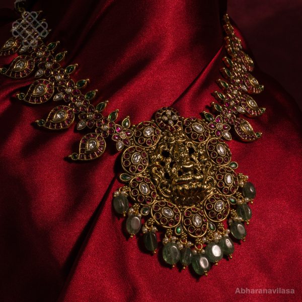 Kempu temple jewellery - Short Necklace - Image 2