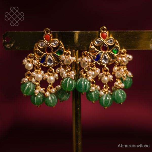 Jadau Kundan earrings - Blue - Image 6