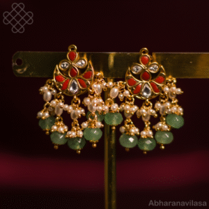 Jadau Kundan earrings - Coral