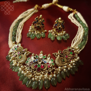 Jadau Kundan Antique necklace with real beads