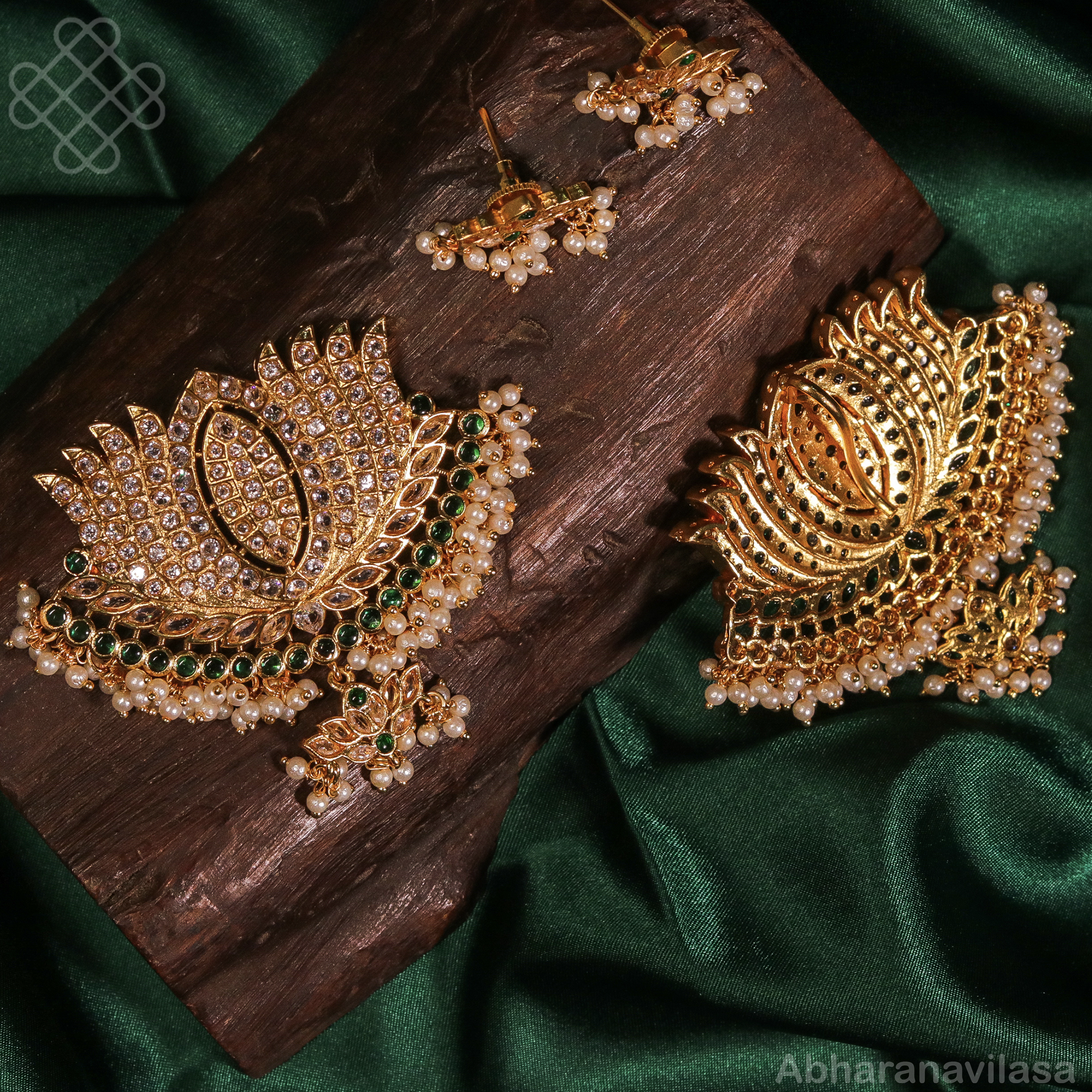 Traditional Lotus Pendant and matching earrings